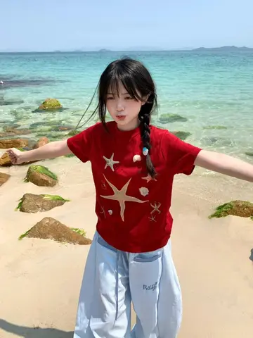 한국 스타일 반팔 슬림 피트 티셔츠 여성 여름 새 스타일 소형 짧은 길이 라운드 넥 코튼 스웨트