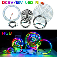 DC5V 12V WS2812B SK6812 Luces Led Ring Smart 5050 RGB BuiIt-in IC 3Pin Individually Addressable Pixel Round Modules Light