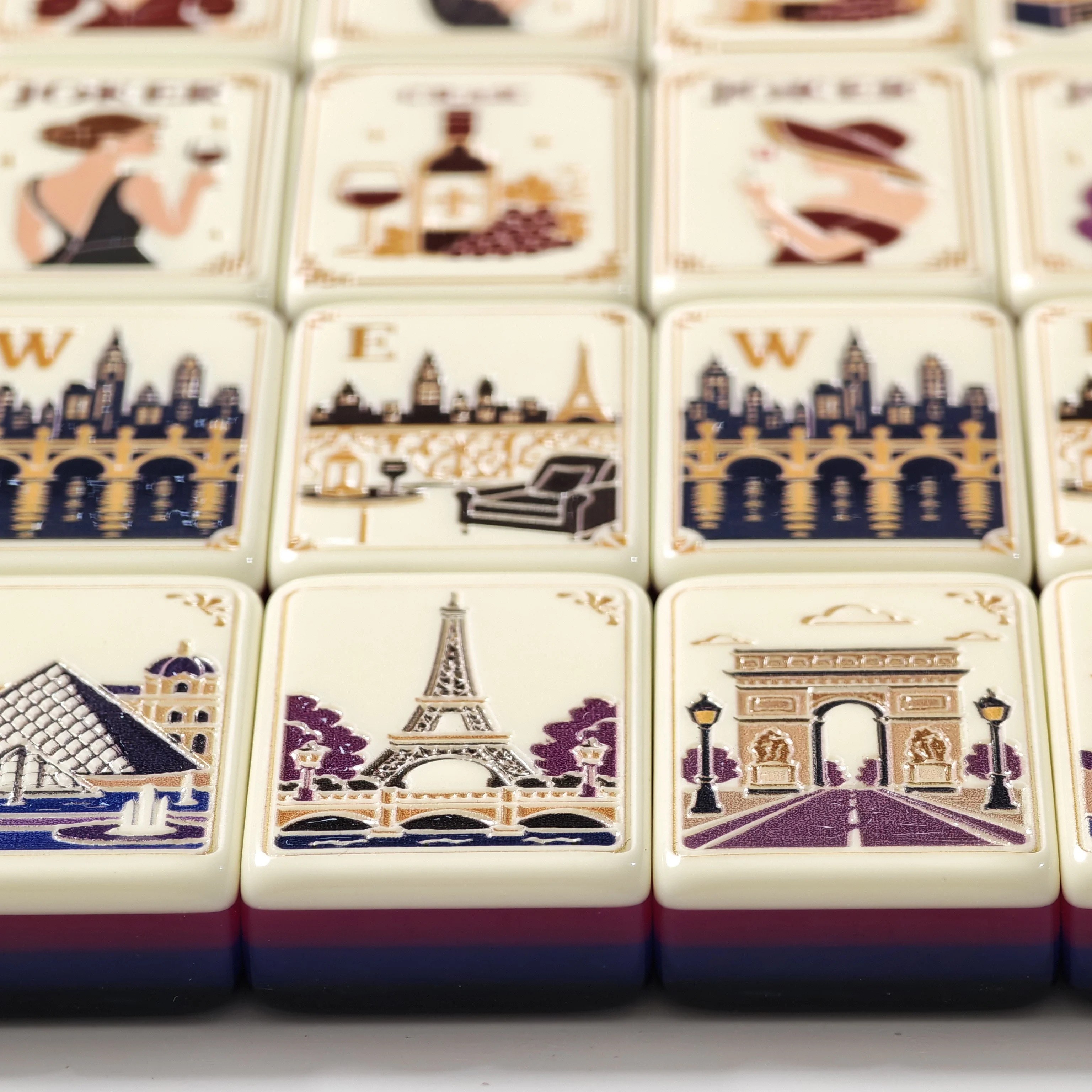 Gift-Ready Parisian American Mahjong Set, 160 Premium Acrylic Mahjong Tiles with Instruction Card, Game Card and Storage Bag