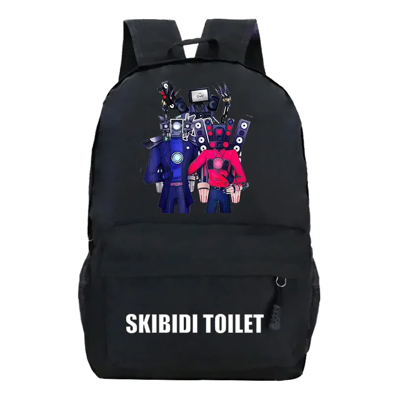 Skibidi-mochila escolar con estampado de dibujos animados para niños y niñas, bolsa de viaje para ordenador portátil