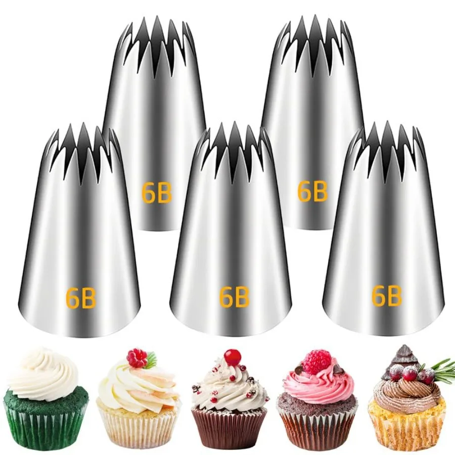 6B Ping Ts Set, Seams Stains Steel Medium Cake Decorating Ts, 5 Pieces Frosting Icing Ts Cake Decorating, Cupcakes, Coe