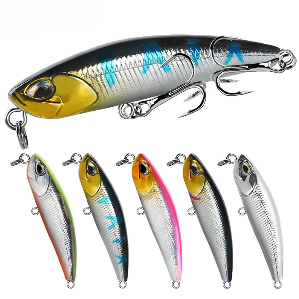

5.3cm 4.5g Sinking Micro Pencil Lure 10# Reinforced Treble Hooks Rattling Hard Bait Long Casting For Bass Freshwater Saltwater