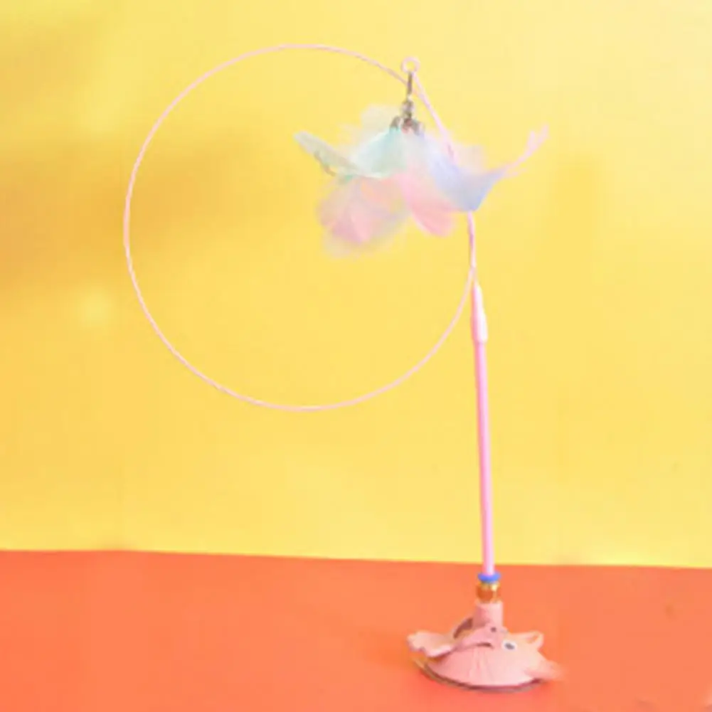 Bite-resistant Cat Teaser Fluffy Feather Cat Toy Set with Detachable Teaser Wand Sucker Base Funny Kitten for Endless for Cats