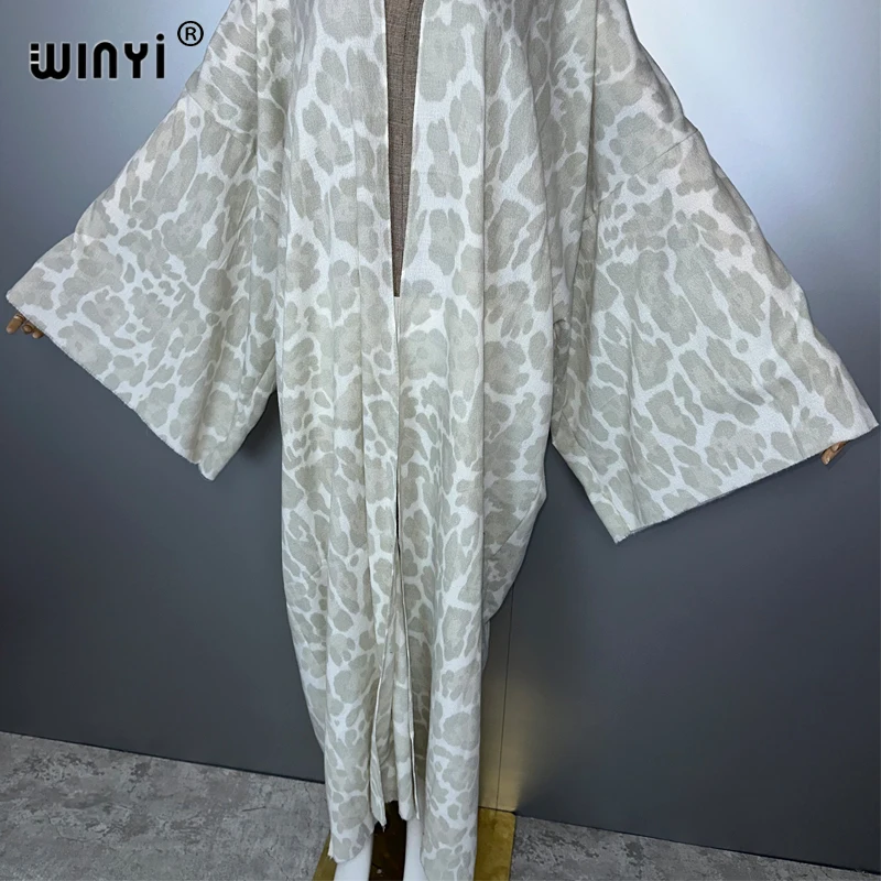 WINYI cardigan leopardato invernale Africa donna calda manica lunga allentata moda cappotto da strada maglione donna kimono femminile lavorato a maglia