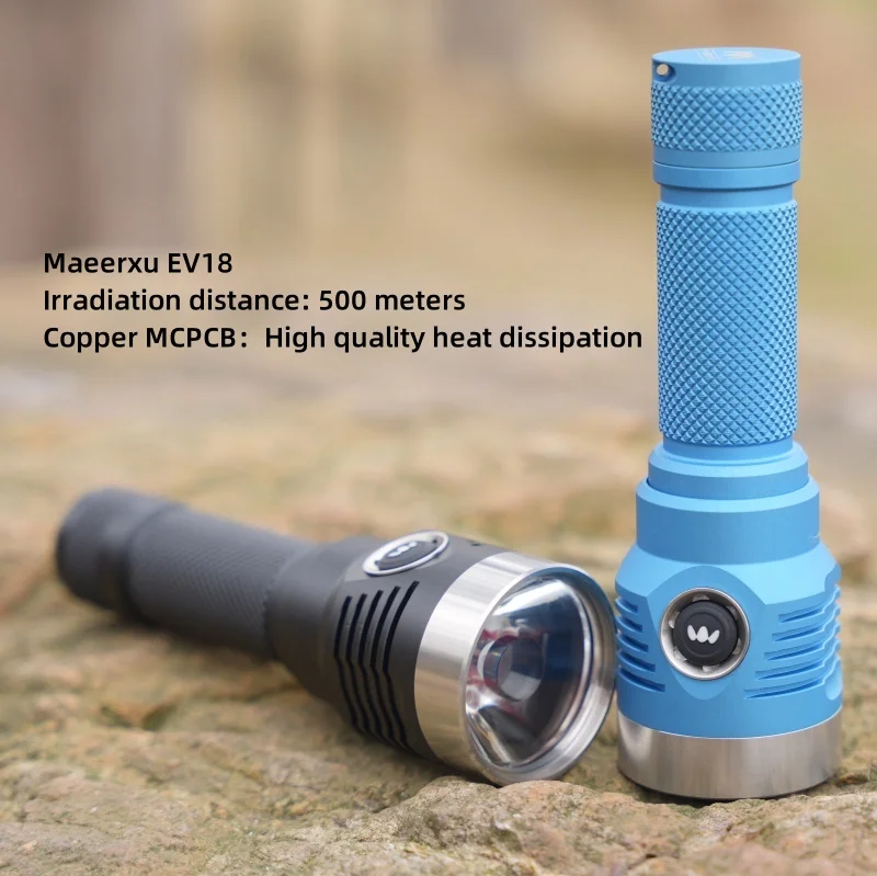 Maeerxu EV18 Type-c Rechargeable aluminum ultra bright hand blue flashlight with screw-in full color filte