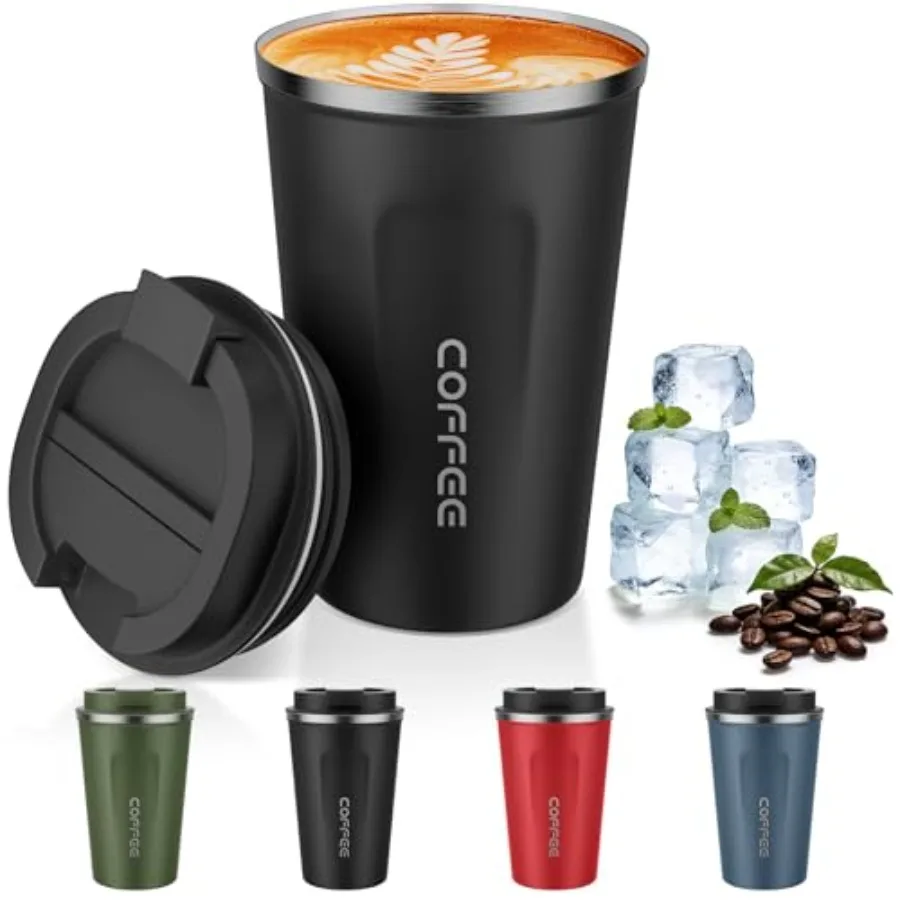 

12oz Travel Mug, Insulated Coffee Cup with Leakproof Lid, Vacuum Stainless Steel Double Walled Reusable Tumbler for Hot and Col