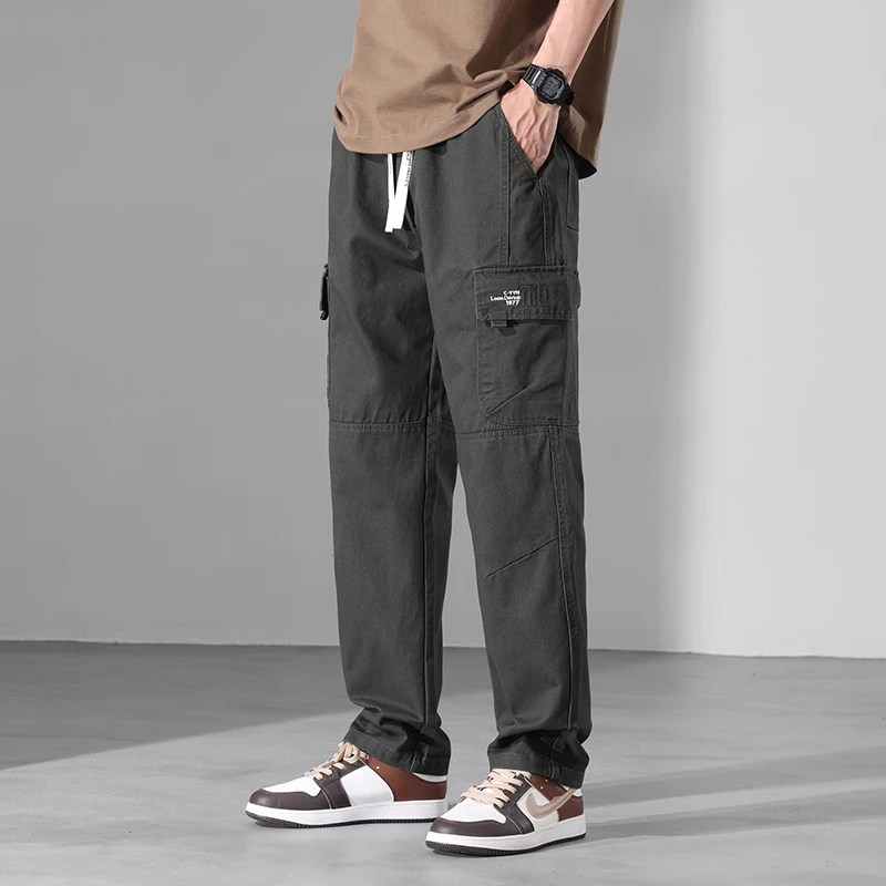 Loose Fit Cargo Pants for Men with Drawstring and Multiple Pockets