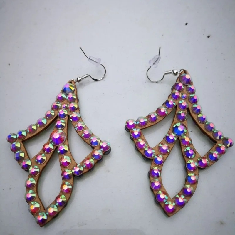 Personalizado completo diamante desempenho acessórios de dança do ventre água brincos diamante latino moderno desempenho competição brincos