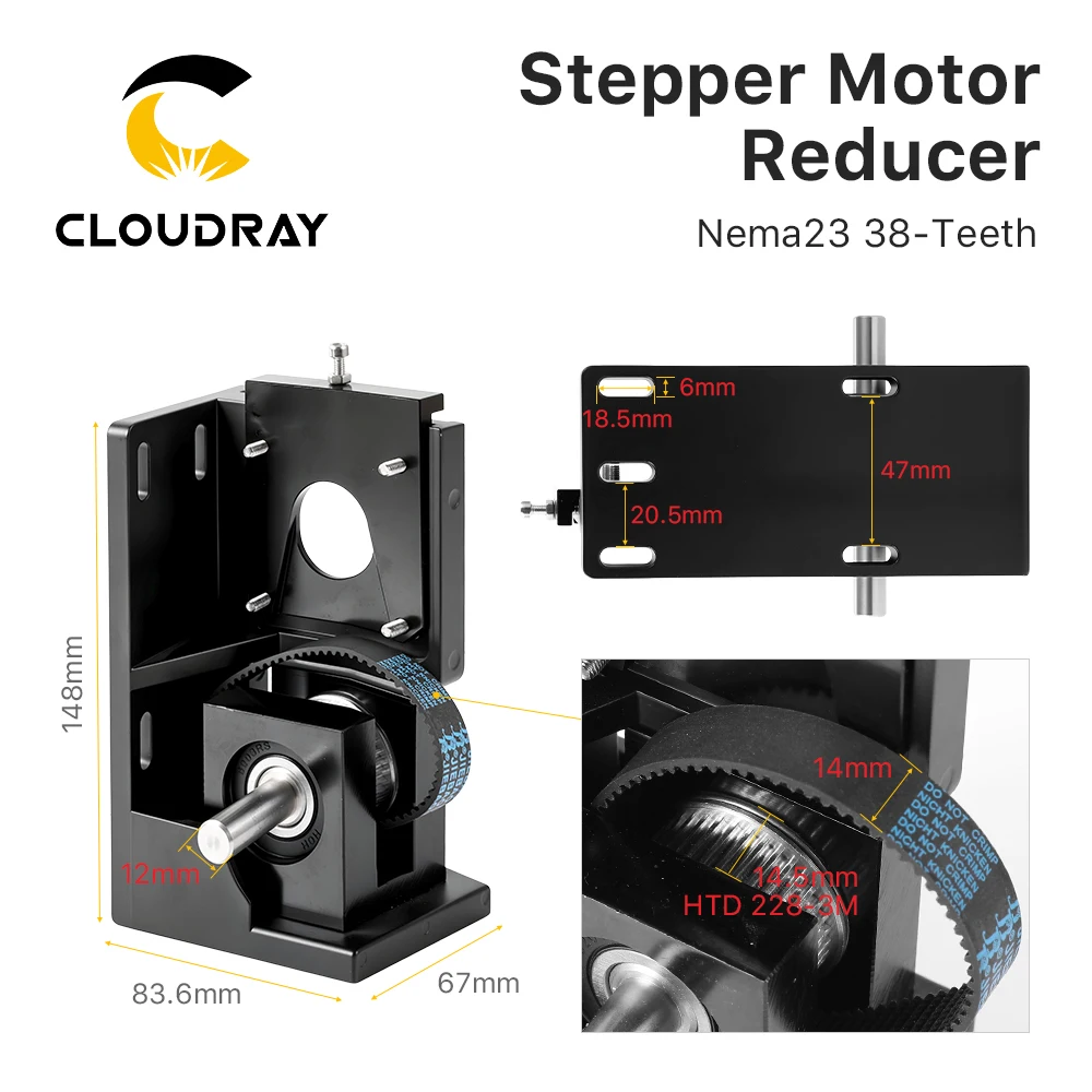 Cloudray Stepper Motor Reducer Nema23 38-Teeth/ Nema23 60-Teeth/ Nema34 72-Teeth for CO2 Laser Cutting and Engraving Machine