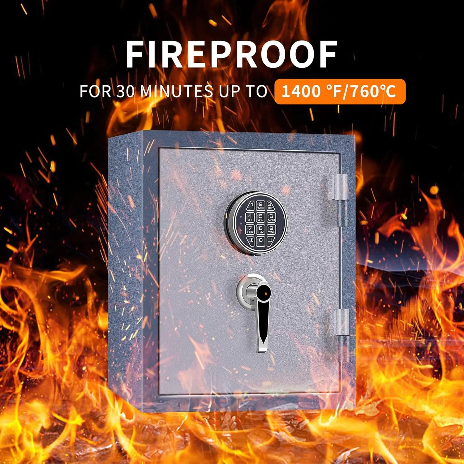 Firproof Safe Box 1.8 Cubic Feet,Security Safe With Digital Keypad and Key Lock, Home Safe Locker Box For Documents,Jewelry,Mone