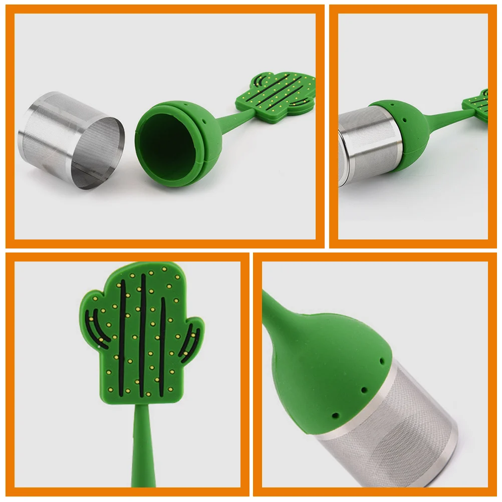 

Infuser Strainer Loose Leaf Stainless Steel Silicone Cactus Shape Reusable Kitchen Home Office Tea Filtering Tool Loose
