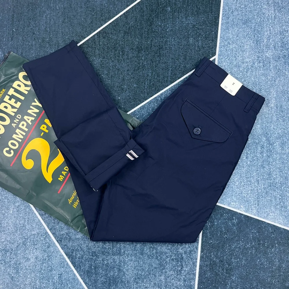 Summer light and thin casual pants for men, American-style retro small straight and form-fitting work pants