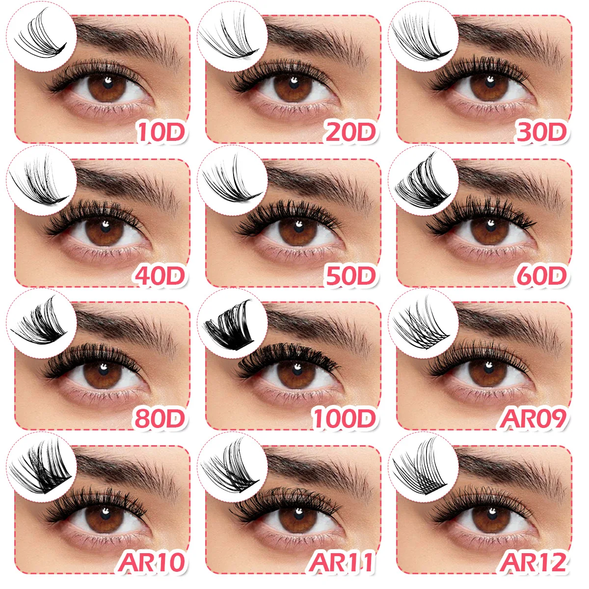 ARISON 5 Rows 100PCS Cluster Lashes Diy False Eyelashes Natural Look Handmade Makeup Tools