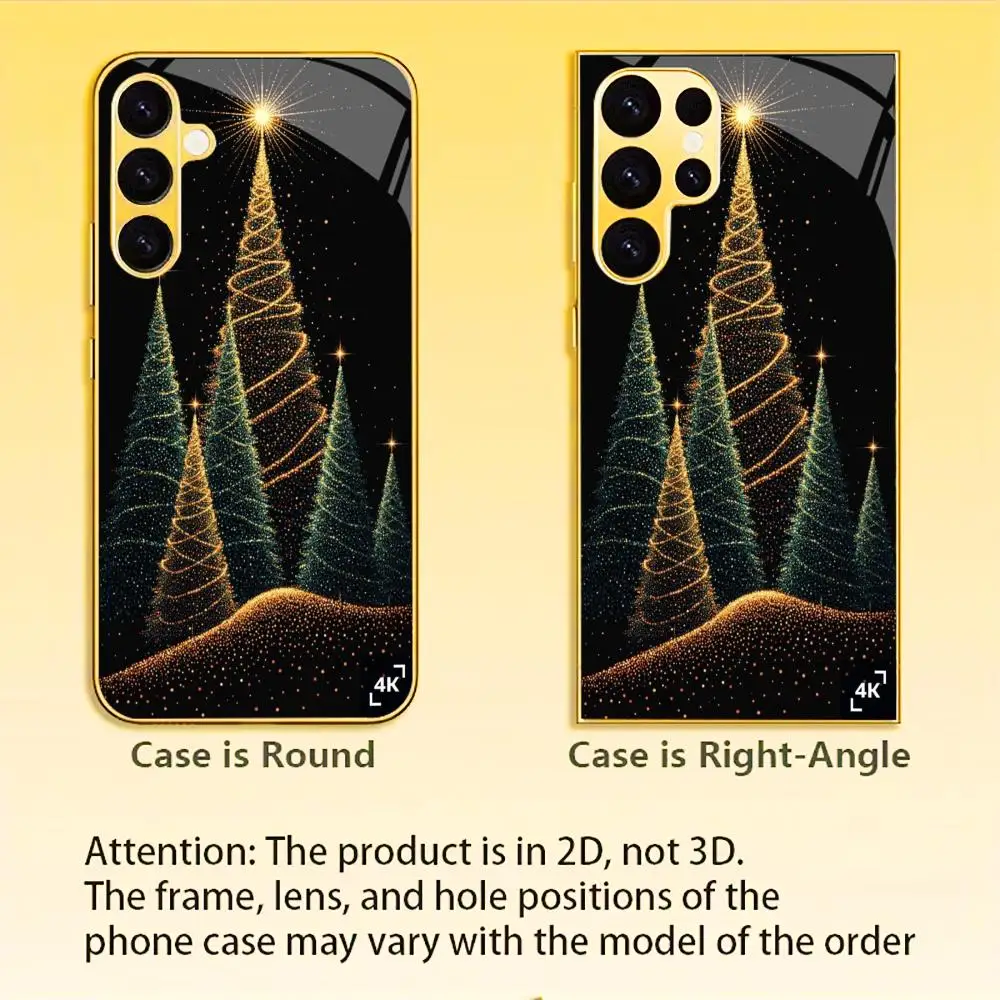 Electroplated Glitter Christmas Tree Patter Phone Case For Samsung Galaxy S26 25 24  A26 Ultra  Tempered Glass Shockproof Cover