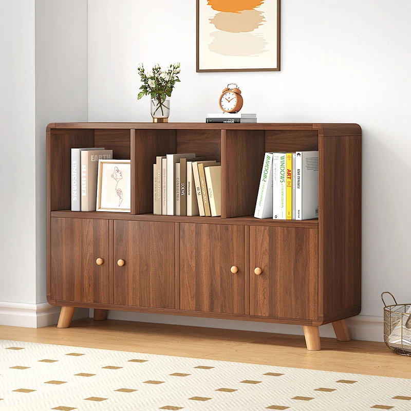 Libreria ad angolo arrotondata in legno massello