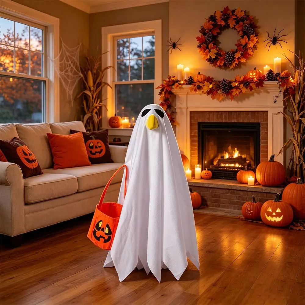 Wide Brim Porch Goose Costume Breathable Trick-or-Treat Ghost Outfit Festive Decoration Unique Pumpkin Prop Halloween Yard
