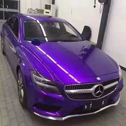 Premium Gloss Metal Candy Purple Vinyl Car Wrap Film Roll with Air Release, Self Adhesive Glitter Decal Car Wrapping
