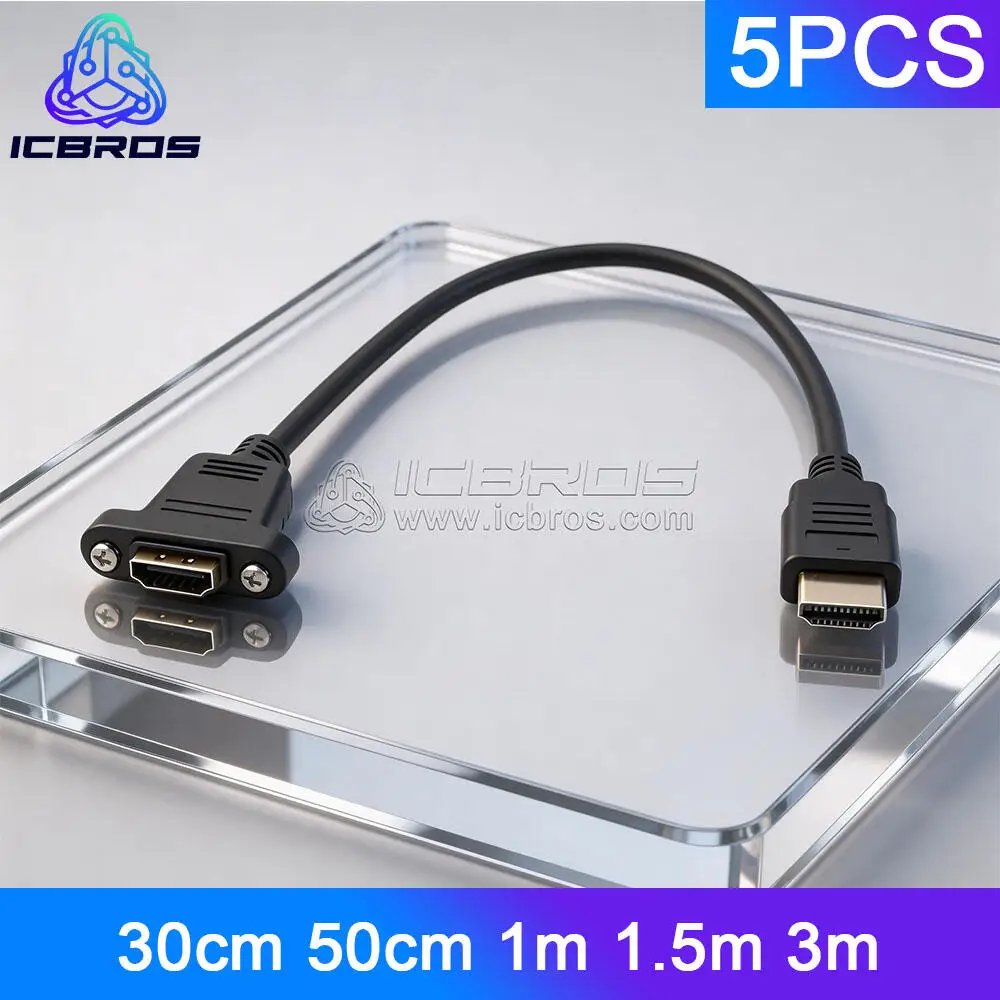 5pcs Extension Male To With Ear Screw Hole For Fixing HDMI High-Definition Connection Cable Rotating Female For 1080P PSP HDTV
