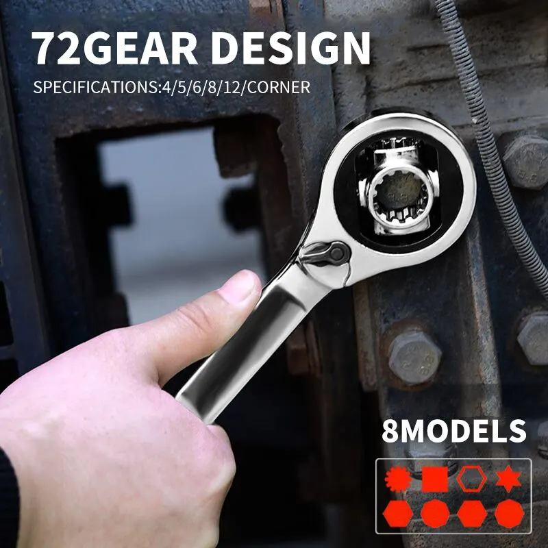 Multifunctional Ring Ratchet Wrench Tool, Universal Maintenance Tool, Rotating Hexagonal Plate