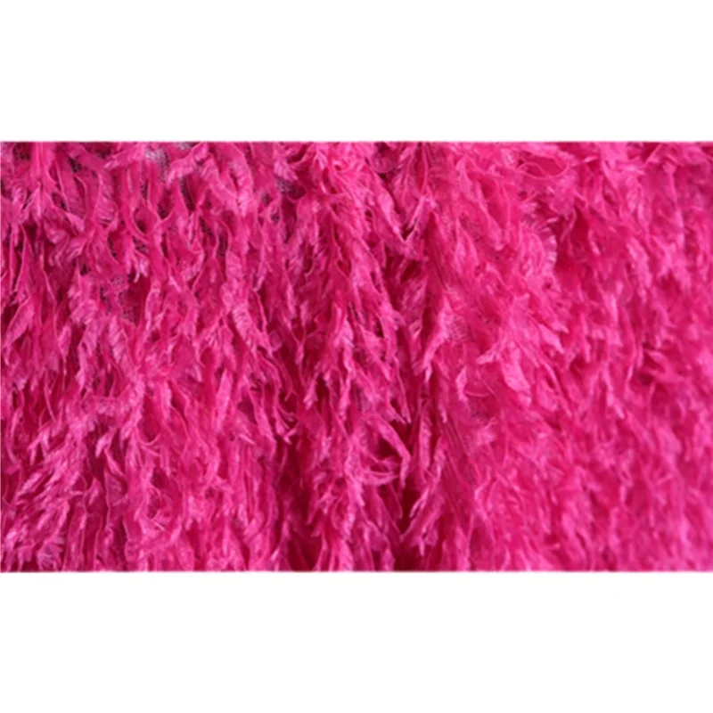 Rose Simulation Feather Fringe Stretch Knitting Fabric Stage Performance Clothing Background Shooting Designer Fabrics