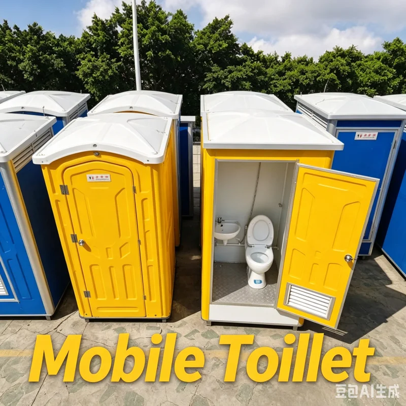 5 Compartment Sanitary Toilet Trailer With Mechanical Brake System Heavy Duty Road Towable Comfort Station Models Units