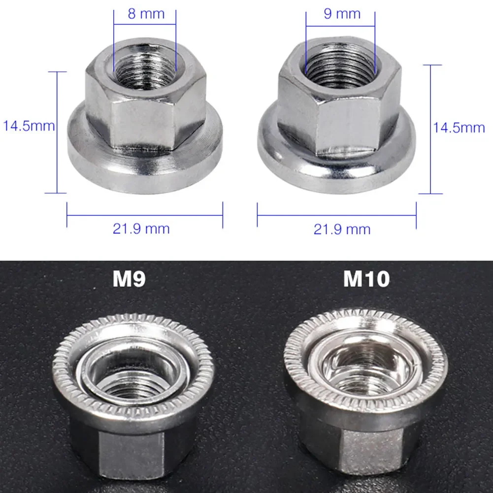 2PCS Stainless Steel Bike / Cycle Wheel Axle Track Nuts Sizes M9 / M10 For Dead-flying Front/rear Hubs Bicycle Parts