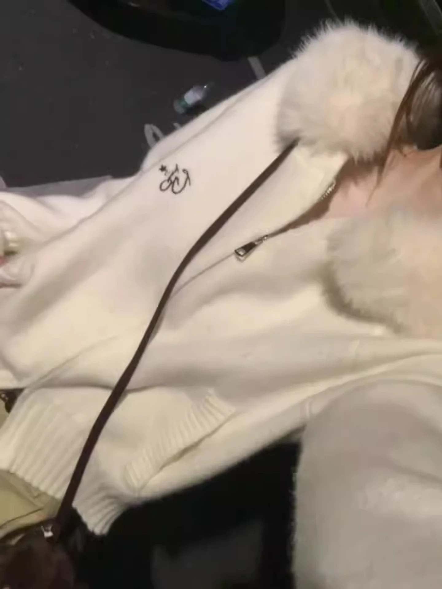 سترة صوفية نسائية أنيقة مفتوحة مع ياقة من الفرو، بلوزة محبوكة فضفاضة وسحاب مزدوج كاجوال لفصول الخريف والشتاء #4