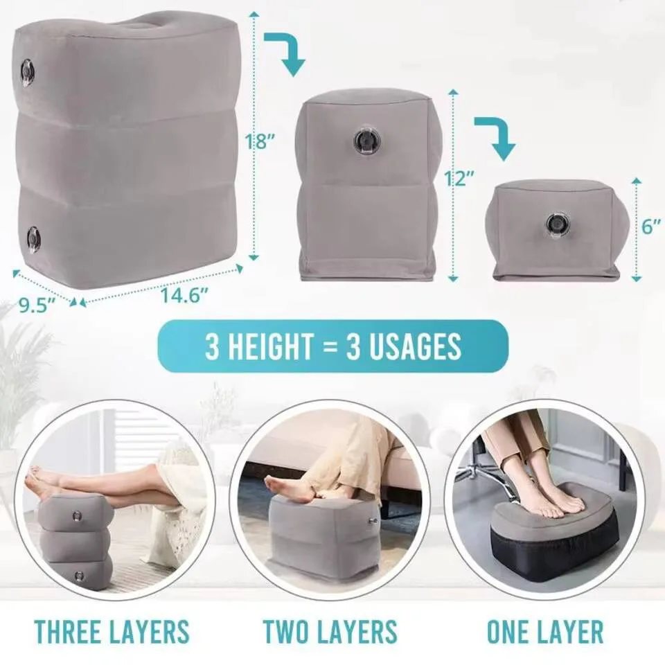 وسادة مسند قدم قابلة للنفخ للسفر ، سرير طفل صغير على الهواء ، ارتفاع قابل للتعديل ، كرسي الساق ، مقعد سيارة طيران طويل المدى ، مسند للقدمين #4