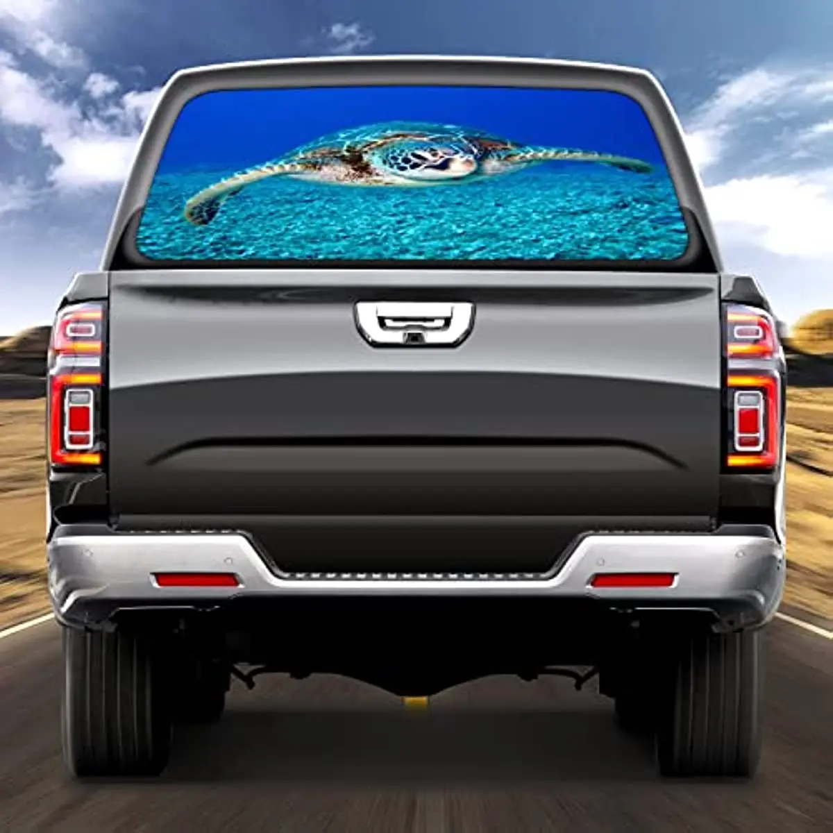 Truck Rear Window Decal Wrap Sea Turtle Animal Pickup Trucks Back Window Sticker Graphics Decor Vinyl Window Film Fit Most Picku