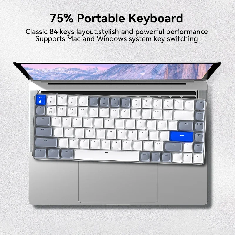 Airkey84 Wireless Bluetooth Mechanical Keyboard 75% Low Profile Layout Backlit 3 Modes Connect USB-C For Windows And Mac