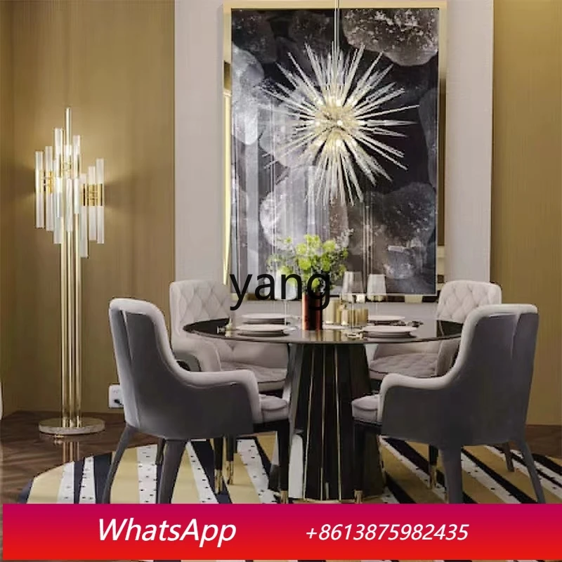 

LMMHall Dining Table Model Room Hotel Restaurant Meeting Table Metal High-end Round Table Furniture