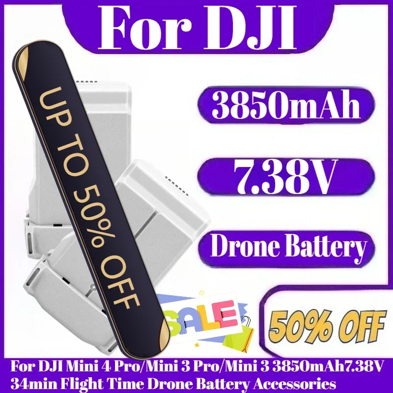 

Intelligent Flight Battery For DJI Mini 4 Pro/Mini 3 Pro/Mini 3 3850mAh 7.38V 34min Flight Time Drone Battery Accessories