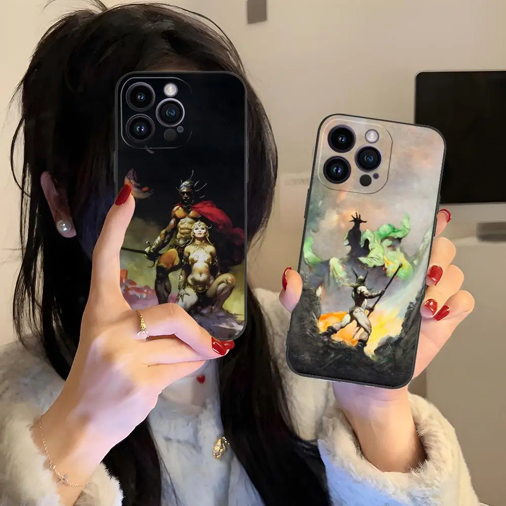 Чехол для телефона Frank Frazetta Manga Matte для iPhone 17 16 15 14 13 12 11 X XR XS 8 7 Air Pro Max Plus Mini, цветной