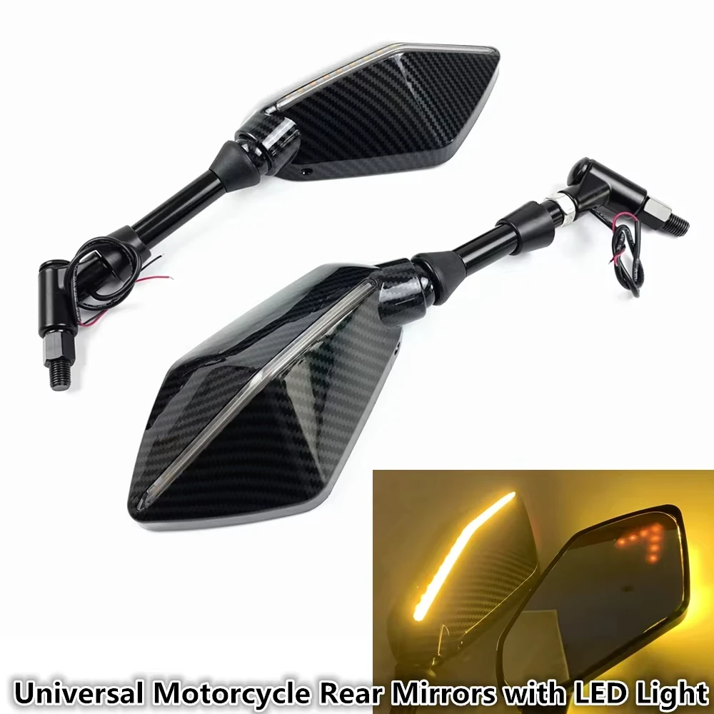 

Universal 8 10mm Motorcycle with LED Light Rearview Mirror Rear View Mirrors Housing Side Mirror FOR BMW R1200gs R1200GS R1200RT