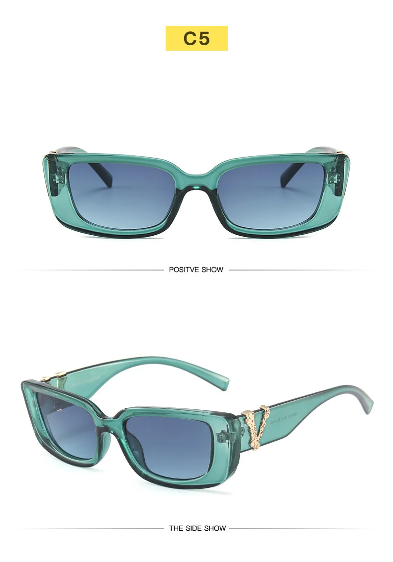 Vintage Rechteck Quadrat Sonnenbrille Frauen Marke Designer Retro Kleine Katze Auge Sonnenbrille Für Damen Klassische Schwarz Oculos De Sol – Detail 11