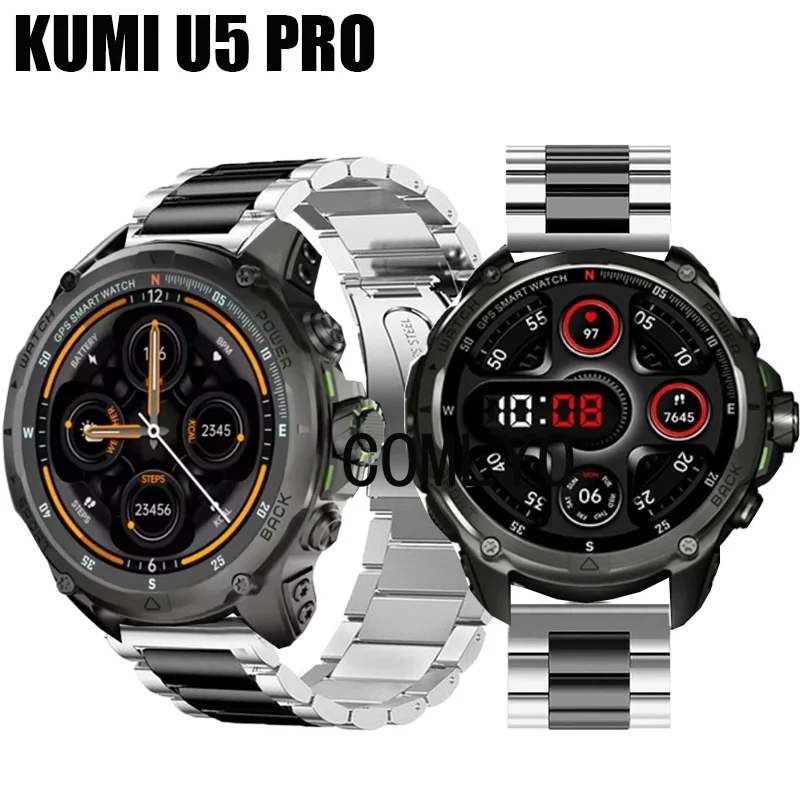 

Для KUMI U5 PRO умный ремешок для часов из нержавеющей стали, металлический браслет, мужской ремень