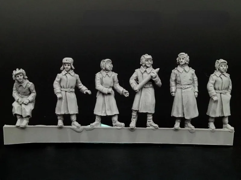 1/72 스케일 다이캐스트 수지 피규어 모델 키트 제2차 세계대전 소련 겨울 포병대 6 피규어 도색되지 않음