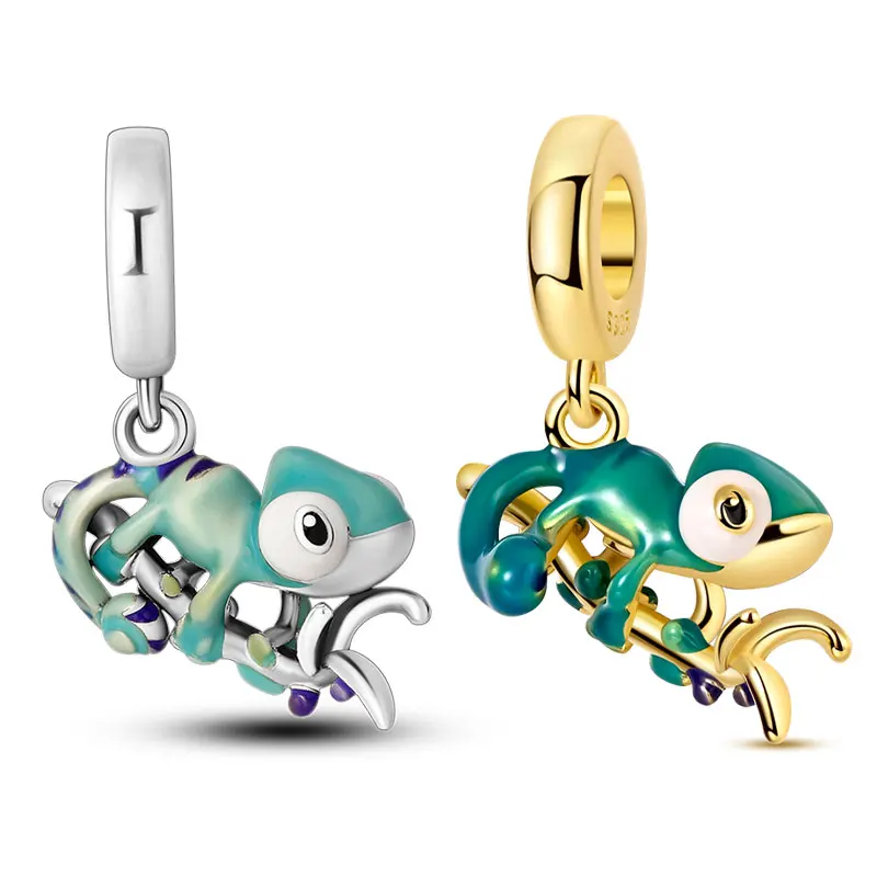 Dual-Color Temperature-Changing Chameleon 925 Silver Charms  Bead Fit Original Women 3mm Bracelet DIY Fine Jewelry Gift Hot Sale
