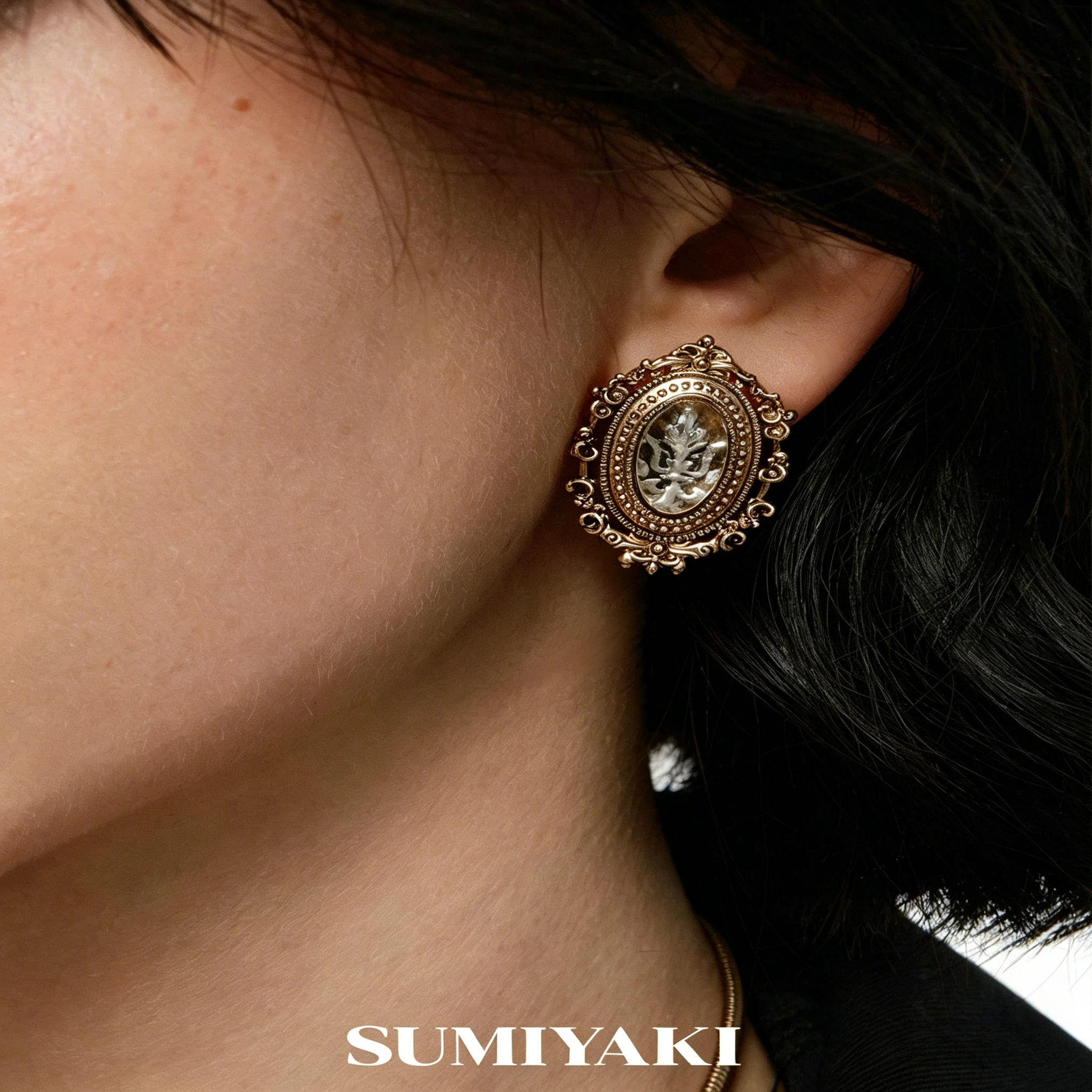 Genuine SUMIYAKI Gilt Collection, Vintage American Embossed Earrings, S925 Silver Needle Earrings
