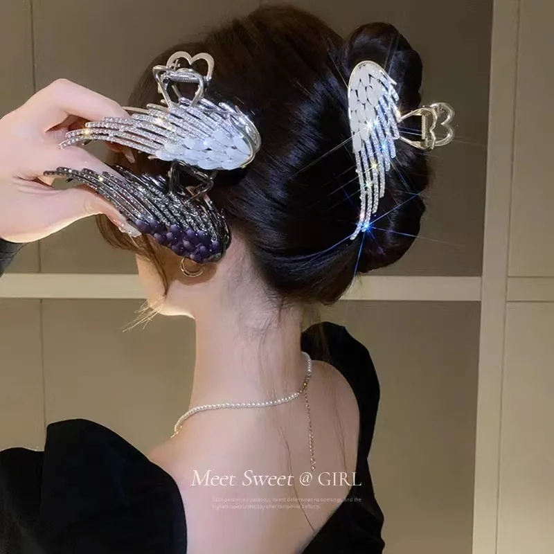 

Металлический зажим для волос, высококачественный диск, ниша для волос на затылке, дизайнерская заколка для волос, крылья ангела, стразы, заколка для головы акулы, захват для волос