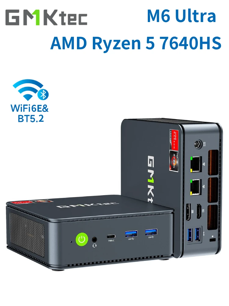 GMKtec M6 Ultra Gaming Mini PC AMD Ryzen 5 7640HS (opgewaardeerd 6600 uur/6800 uur) Desktop Mini Computers WiFi 6/BT 5.2, drievoudig 4K-scherm - afbeelding 2