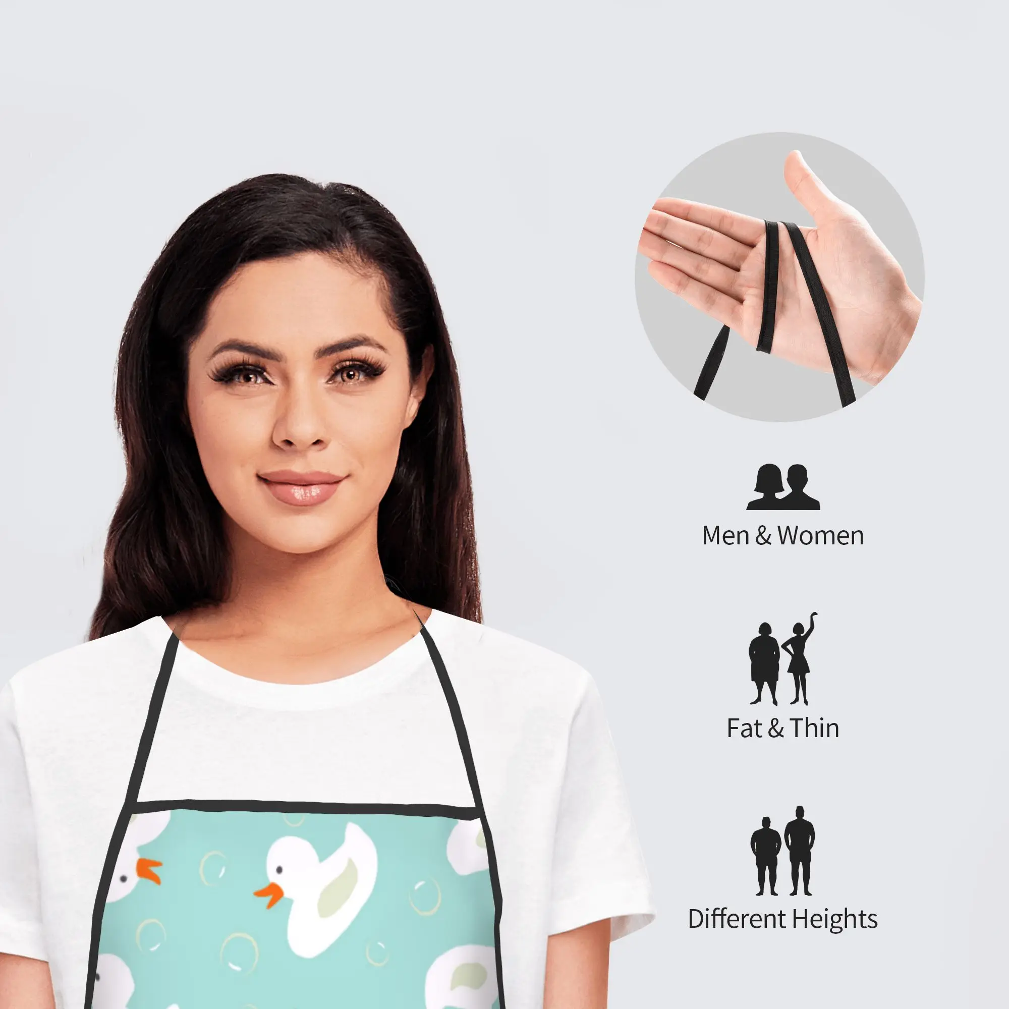 Kawaii Duck Bubbles Kitchen Grill Apron Anti-greasy Animal Pinafore for Chef Barista Cooking Home Cleaning view 5