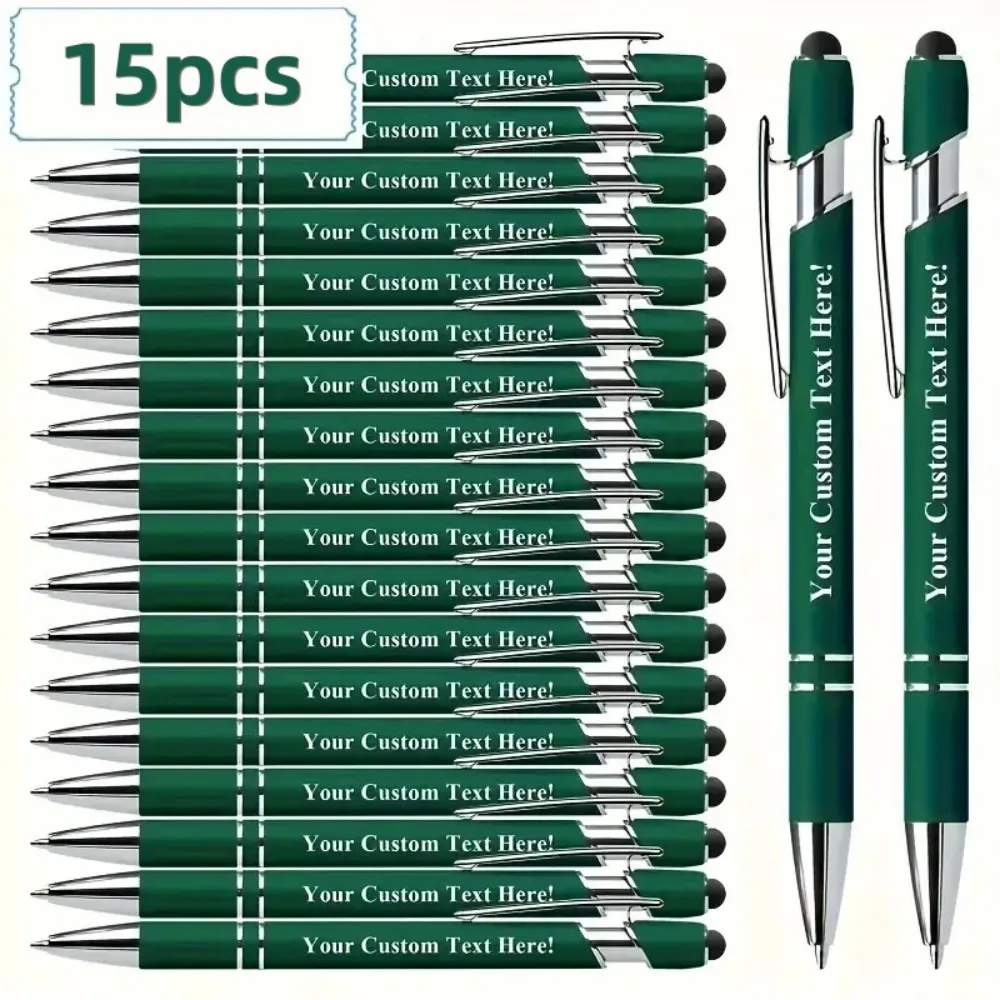 15pcs Customization Multi-Color Ballpoint Pens Set Smooth Writing Touchscreen Compatible  Custom Engraved Metal Pens for Offi