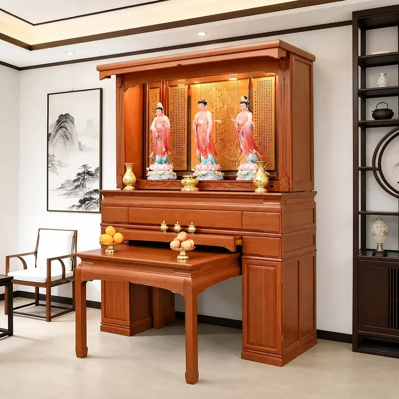Buddhist Altar Table Home Shrine Offering Stand Simple Incense Holder Cabinet for Statue Worship Household Decorative