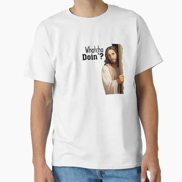 تي شيرت Wacky Jesus Christian Prints Y2k قطني فضفاض ومريح بأكمام قصيرة في نفس الرجال والنساء