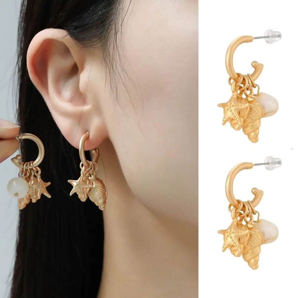 

Ins Style Shell-Shape Women's Earrings Trend Simple Metallic Stud Earring Fashion Gold Ear Stud Small Gift