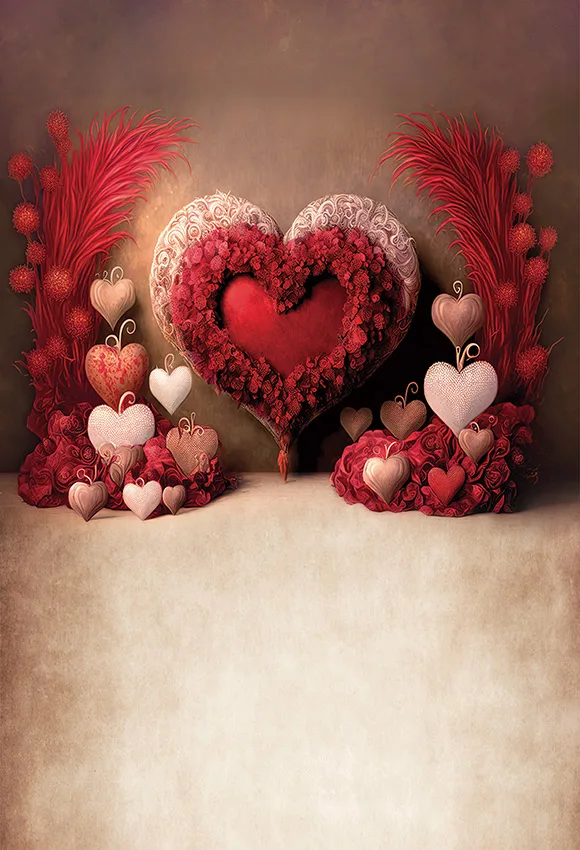 Mehofond 3D خلفية قلب حب أحمر للبالغين ، تصوير عشب بوهو ، الدعائم الخلفية ، الحب الساقط ، عيد الحب ، February 14