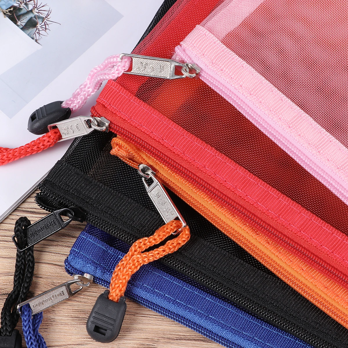 

5pcs Zipper Pencil Case Transparent Lightweight Nylon Pouch For School Office Storage Portable Pen Holder Travel Accessories