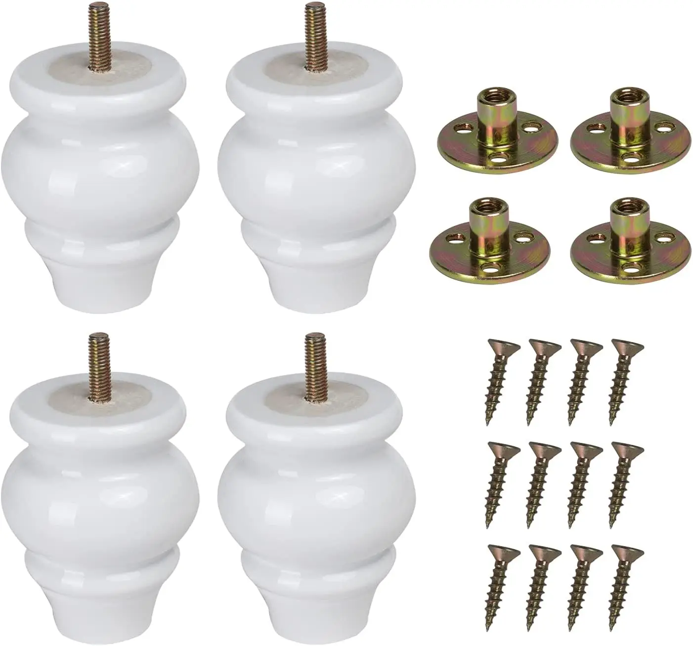 

4PCS Wood Sofa Legs Turned White Furniture Legs Wooden Furniture Feet Replacement Solid Wood Furniture Legs Dresser Legs Sofa Ca