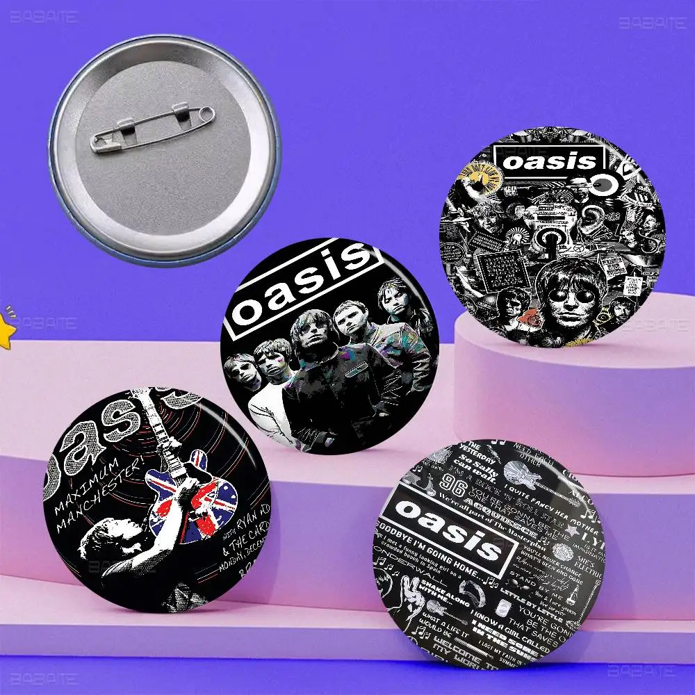 Banda T-The R-Rain Cool O-Oasis Pin de botón suave insignia de Metal redonda piezas de Pin de solapa regalo amigos joyería para niños